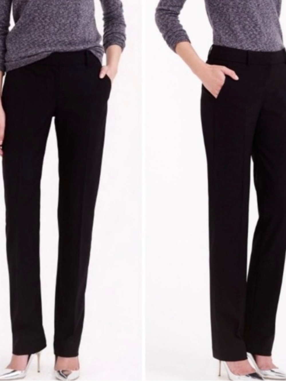 NWT J. Crew Black Tollegno 1900 Wool Straight Leg Pants Slacks Size 6